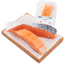 Zalmfilet op huid